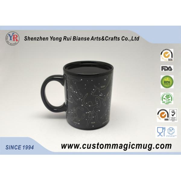 Black Star Signs Constellation Heat Sensitive Magic Mug , Straight Shape