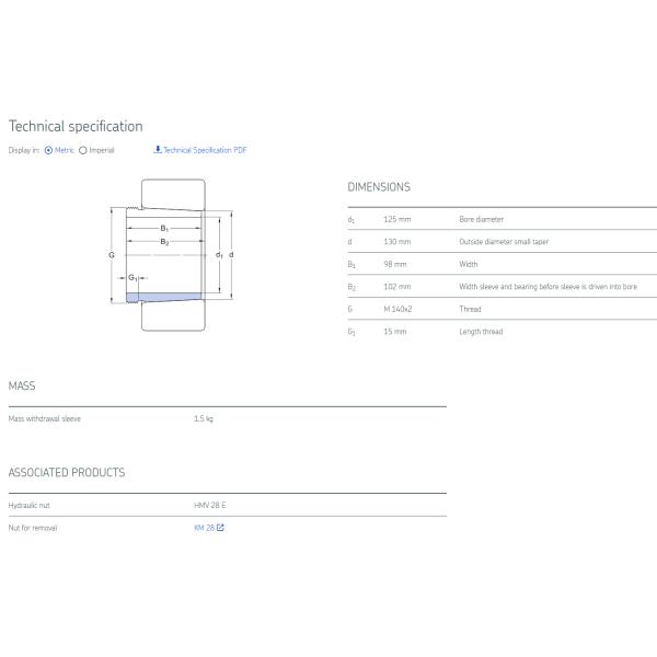 Withdrawal sleeves AHX 3226 G , AHX3226G