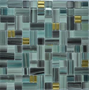 China Malachite green glass mosaic tile kitchen backsplash wholesale