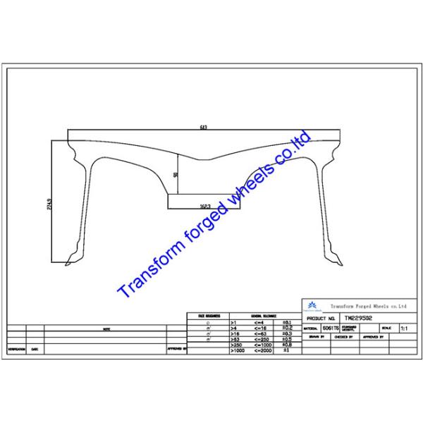 TM229502 22X9.5 inches forged wheels monoblock wheels blanks Dimple style barrel and rims