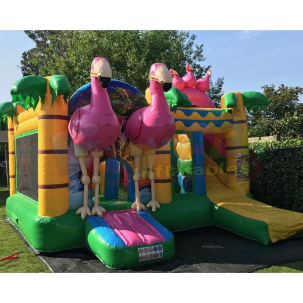 Flamingo Jumping Inflatable Bounce House Slide Combo Multi Color