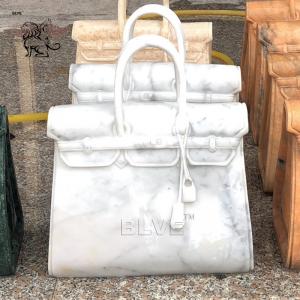 China White Carrara Marble bag Sculpture Natural Stone Famous Brand Bag Morden Art Home Decor wholesale