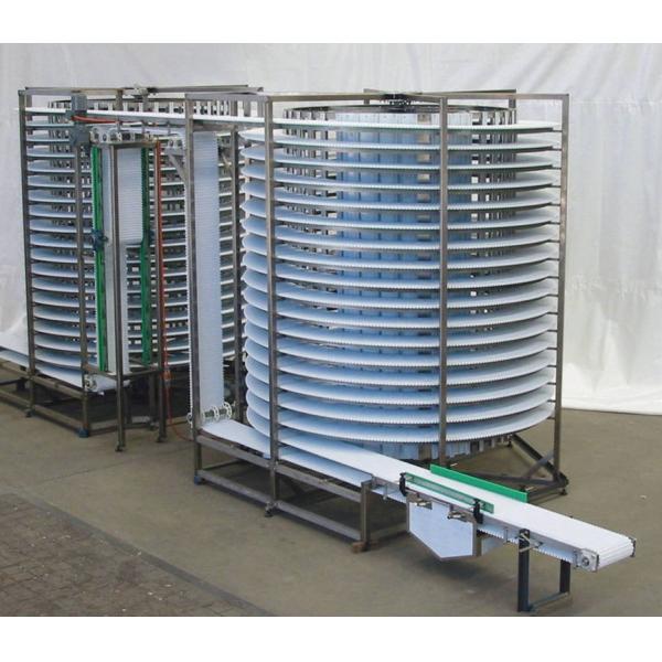 Adjustable Infeed and Outfeed Food Grade Vertical Modular Conveyor for Cooling