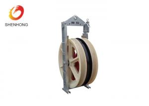 China Electric Cable Pulley Roller Stringing Block Galvanized Steel Frame Three Nylon Wheels wholesale