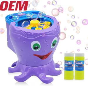 China Nuby Bath Octopus Bubble Machine Made Automatic Bubble Maker With 2 Solutions OEM Bubble Blower  For Kids wholesale