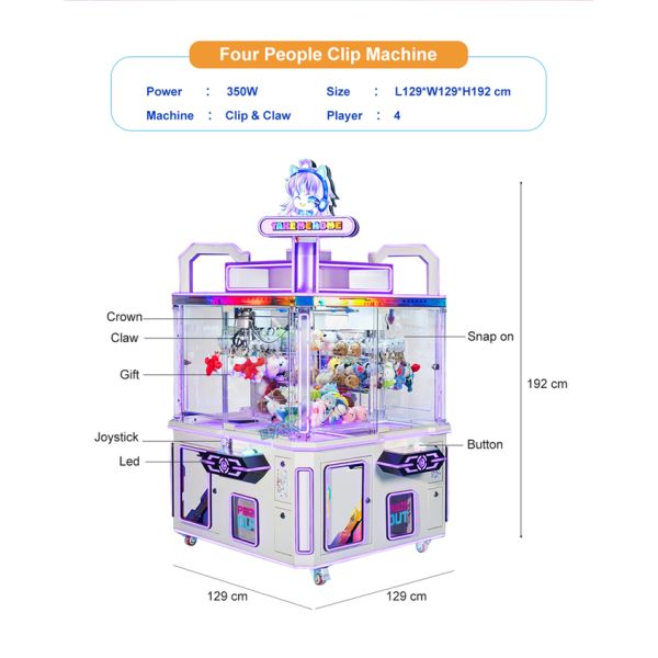 Customized Wholesale 4-Player Mobile Indoor Amusement Park Coin-Operated Arcade Games Four People Clip Machine