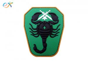 China Embossing Scorpion Logo Brown Cyan PVC Rubber Patch For Uniform Garment wholesale