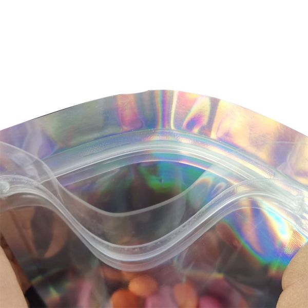 5x7 Inch Ziplock Heat Sealable Holographic Resealable Stand Up Pouches for Parties Business Packaging Food Storage