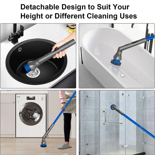 Motorized Spin Rotating Bathroom Scrubber Tile Brush With Led Display