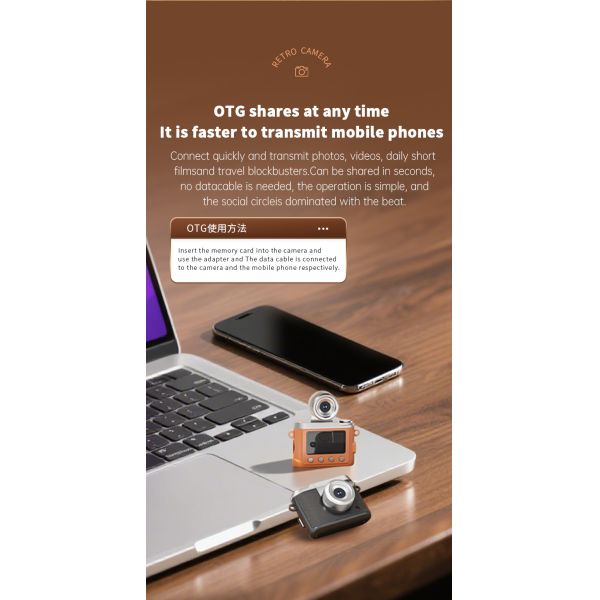 Y7000 Mini Camera With Screen HD 1080P 180° Rotation Portable Retro Ultra Compact Mini Camera