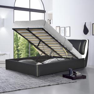 China SUNNY Classic Black PU Leather Bed Wooden Bed Frame With Lift Up Storage wholesale