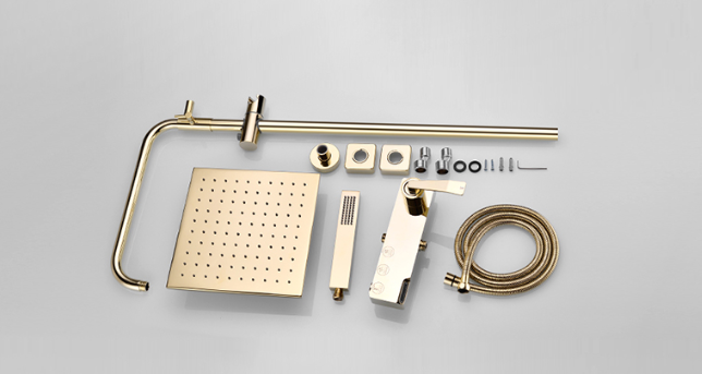 Copper Black Champagne Wall Mounted Shower Faucet Set With Handle