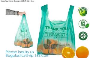 China PBAT PLA Cornstarch Grocery Shopping Bag Vest carrier, singlet handle handy killeen bags sacks packaging produce roll wholesale