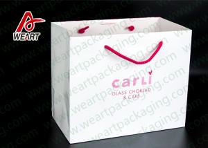China White Card Paper Custom Printed Grocery Bags , Personalized Paper Wine Bottle Gift Bags wholesale