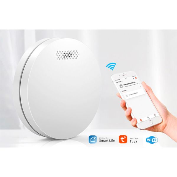 Alkaline Zinc Battery Tuya App Smart Smoke Detector For Home And Factory Security