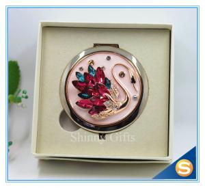 China Shinny Gifts Crystal Goose Design Folding Make up Mirror Souvenir Compact Mirror wholesale