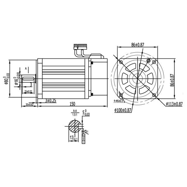 2.4NM Rotor Inrtia ac servo motor 2.45kg.m^2*10e-4 750W High precision