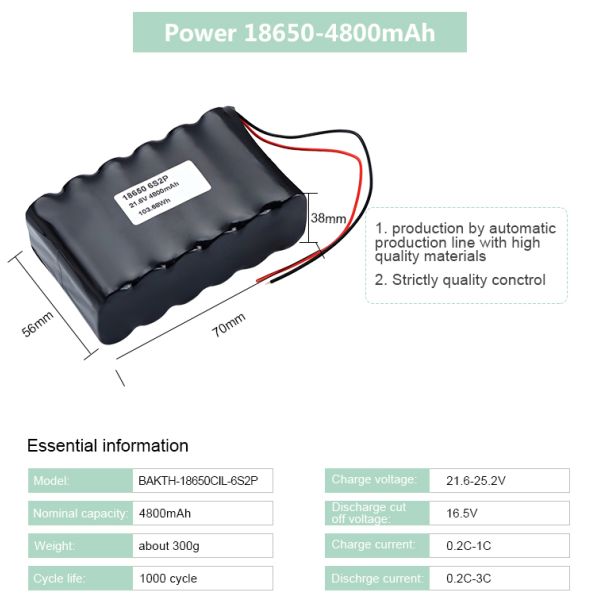 Oem 21.6V 5.2Ah Lithium Ion 6S2P 10S2P 36V 4.4Ah Battery Pack