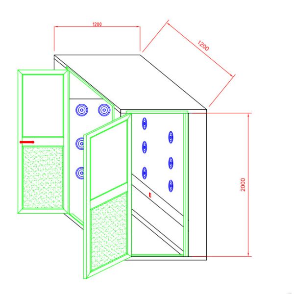 Personal Cleanroom Air Shower With Two-side Blowing for one person, automatic working