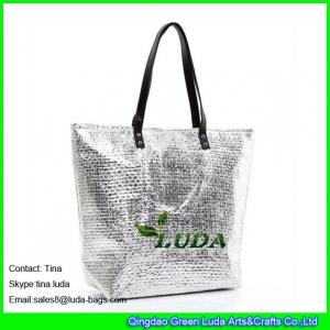 China LUDA silver metallic name brand purses fashion paper straw tote bag on sale