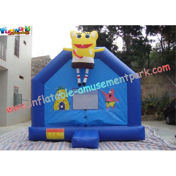 Cool Spongebob small inflatables commercial bouncy castles has two pipes for inflating