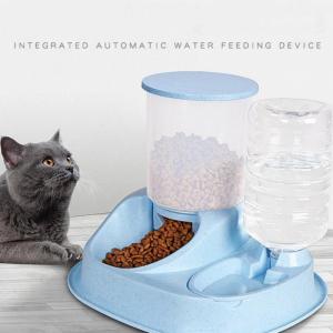 China Plastic Automatic Pet Feeding Water Dispenser Cat Dog Double Bowl wholesale