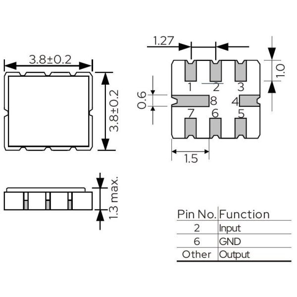 Smd Qcc8b Saw Filter 3.8 X 3.8 For And Rohs Compatibility 140mhz To 1.2ghz