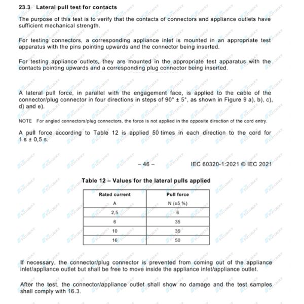 Lateral Pull Test Apparatus for Testing Appliance Couplers as per IEC60320-1