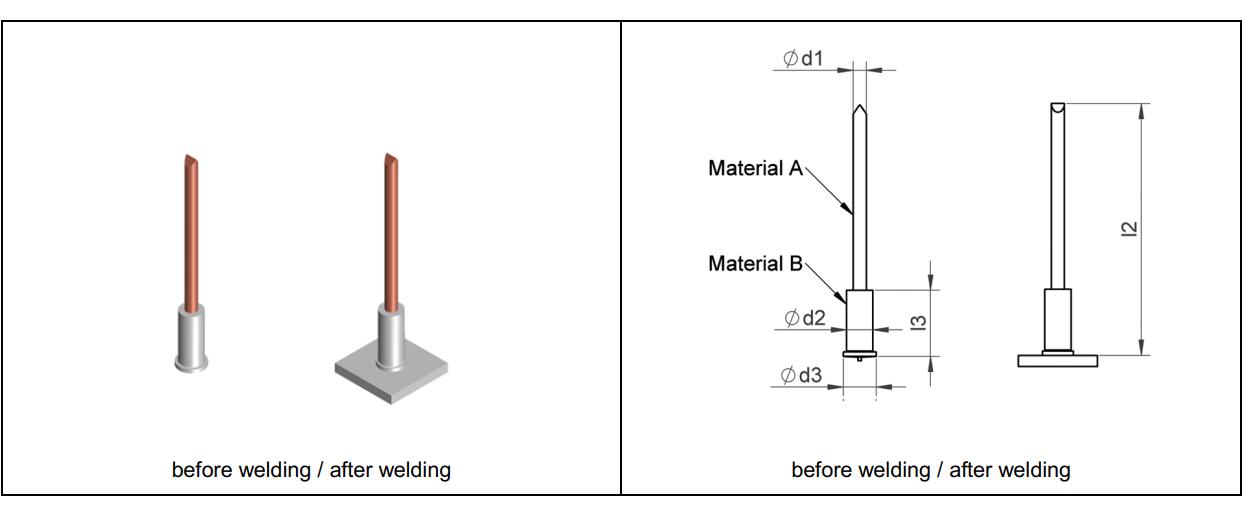 Insulation pin (ISA) Welding studs for drawn arc stud welding