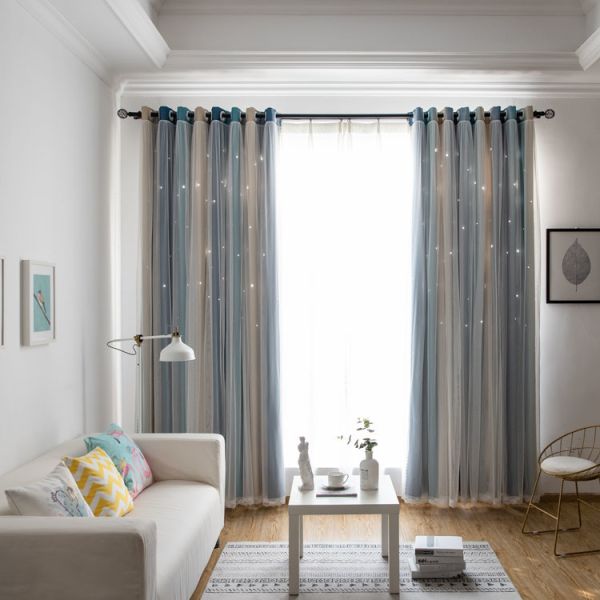Linen Sheer Stars Soft Curtain Fabric For Living Room