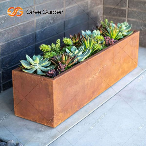 SGS certified 800mm Outdoor Metal Planter Long Rectangular For Plant
