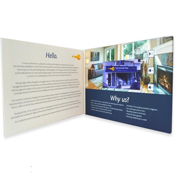 A4 7 Inch Hardcover Lcd Video Brochure Card , Custom Video Greeting Cards