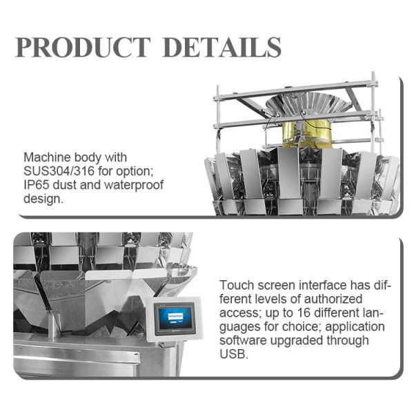 20 Head 1.6L 2.5L Multihead Weigher For QQ Sugar Chocolate Bean Dried Fruit