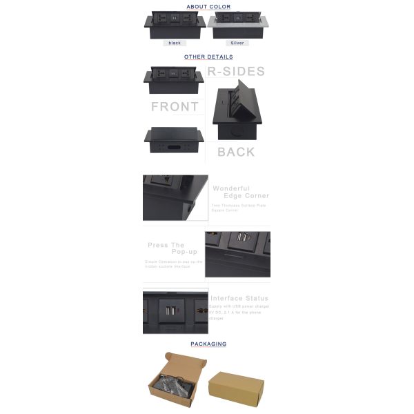 New design office furniture used multimedia conference pop up usb charger table socket