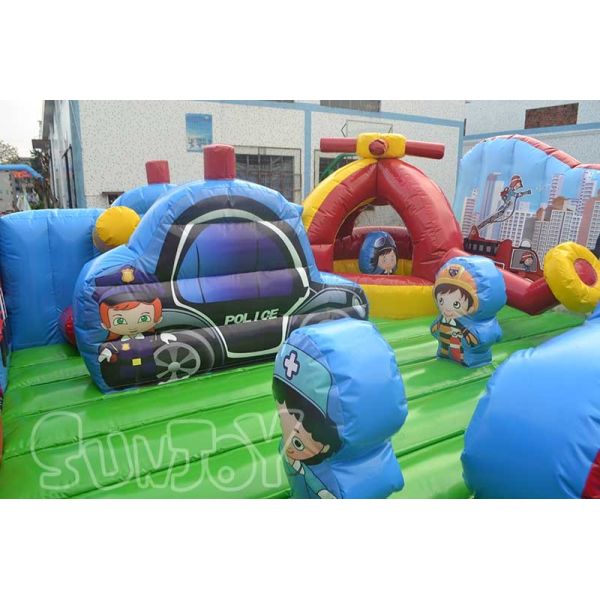 Inflatable Rescue Squad Playground Combo Pvc Inflatable Bouncer Slide Inflatable Castle Slide Combo