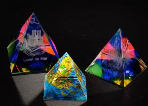 China 3D Engraved Crystal Trophy Cup Colorful Glass Awards As Competition Souvenirs on sale