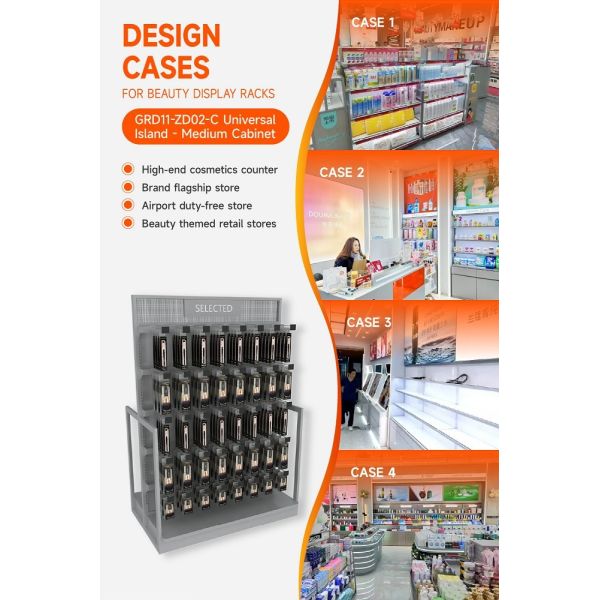 GDR11-ZD02-C Fashion Exhibition Display with Rods and Hooks and Adjustable Shelves for Retail Stores
