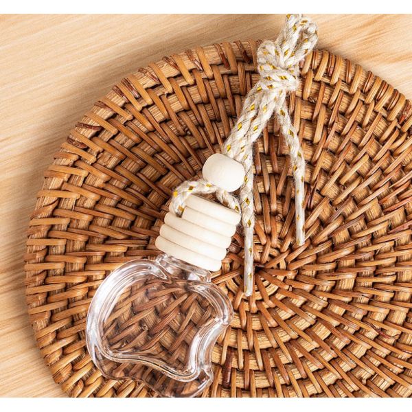 Apple Shape Glass Car Perfume Bottles Essential Oil Diffuser Aromatherapy Car Air Fresher With Wire