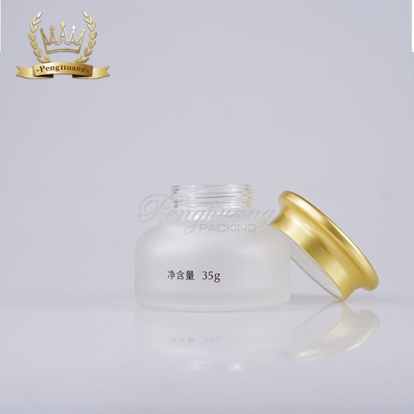 Empty 35ml Cream Glass Jars Cosmetic Packaging With Screw Cap