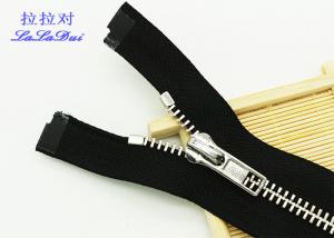 China Open End / Close End Antique Silver Zipper For Handbags , Ykk Type 28 Inch Metal Jacket Zipper wholesale