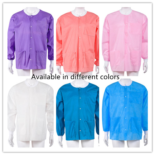 SMS Disposable Lab Coat With Knit Cuffs and Collar