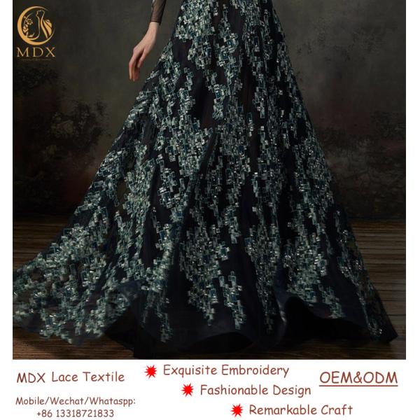 135cm Width Beaded Lace Trim Embroidered White Lace Edging