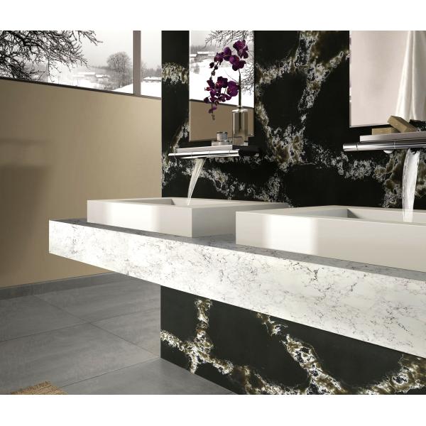Black Calacata Artificial Quartz Kitchen Countertop With Coherent Pattern