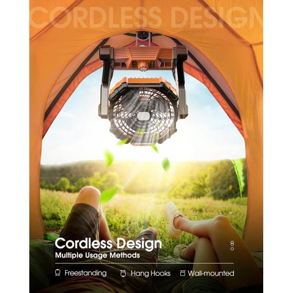 Outdoor Portable Large Wind Power Fan Camping With LED Lights USB Charging Table Fan