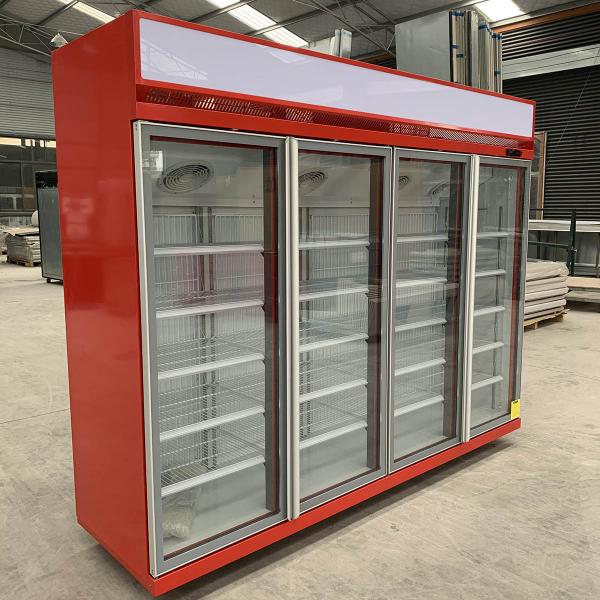 Top Mounted 4 Glass Door Display Refrigerator 1700 Litres Energy Efficient