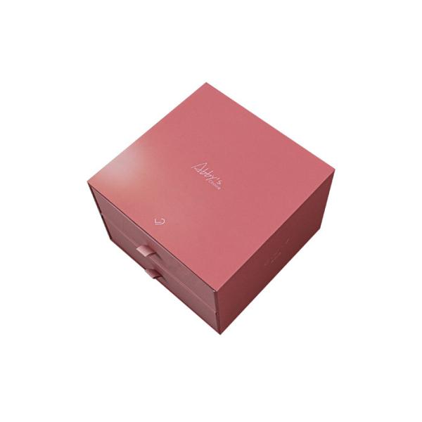 Art Paper Packaging Box With Ribbon Rigid Packaging Box With Matt Lamination