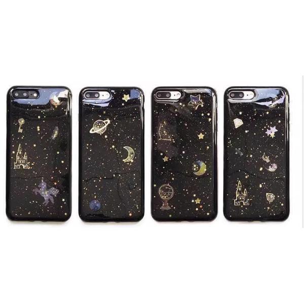 Soft TPU Black Mysterious Star Series Cell Phone Case Cover for iPhone 7 6s Plus