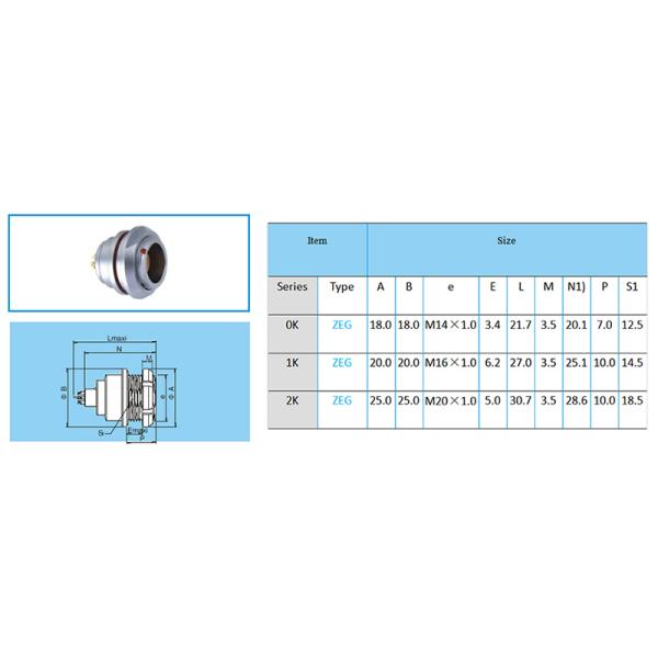 Female Pins Shielded Circular Connectors Nuts Fixed Receptacle Connectors SPRING 2K