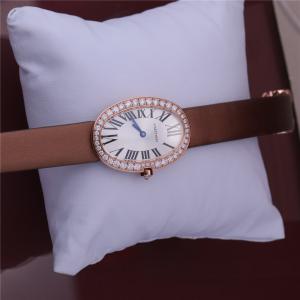 China Luxury Brand Gold Watch 18K Rose Gold Women Watch with Diamond Leather Belt wholesale