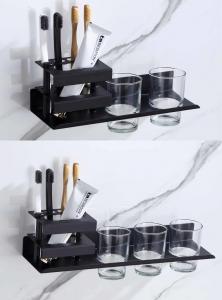 China Multifunctional Wall Mounted Toothbrush Holder Matte Black Color ODM wholesale